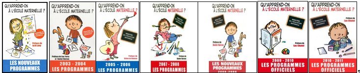 Rétrospective éloquente sur les couvertures des programmes de l’école maternelle…