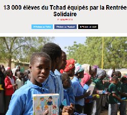 13 000 enfants tchadiens aidés par Solidarité laïque