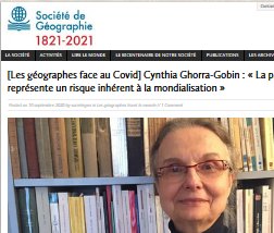 Les géographes et la crise sanitaire : L’analyse de Cynthia Ghorra-Gobin