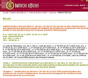 B.O. : modification des décrets relatifs au statut des enseignants